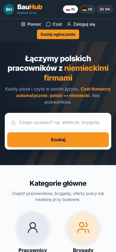 Platforma BauHub na telefonie